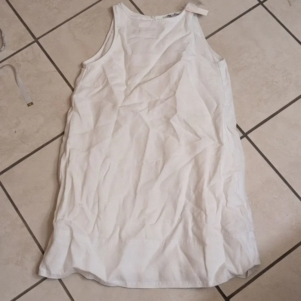 NWT Madewell Linen Dress White Shift Mini With pockets Size XXS - Picture 2 of 13